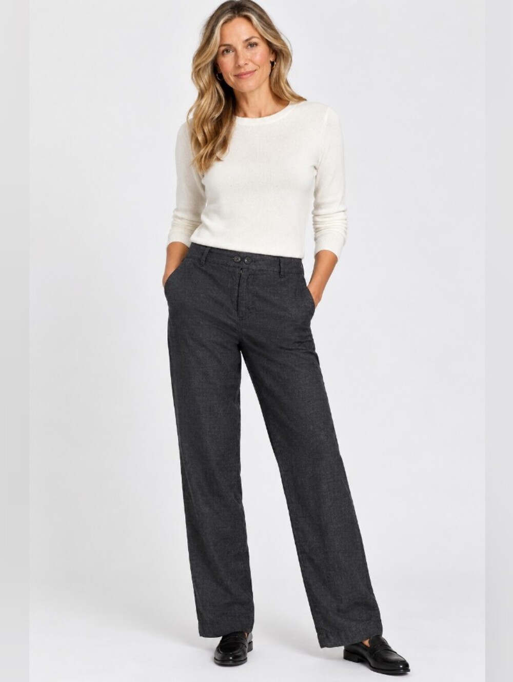 Ann Taylor's Gray Minimalist  Wool & Cashmere Audrey Trousers- Vintage-Size: 6